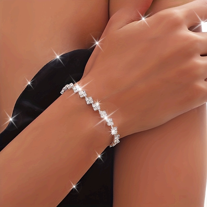Water Drill Square Claw Chain Women's Bracelet